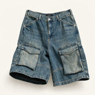 Mingstreet ASC launch still-life | UNKNOWNWORLD | Mud Dyed Multi Pocket Denim Shorts | Blue | ready_now_existing_asset