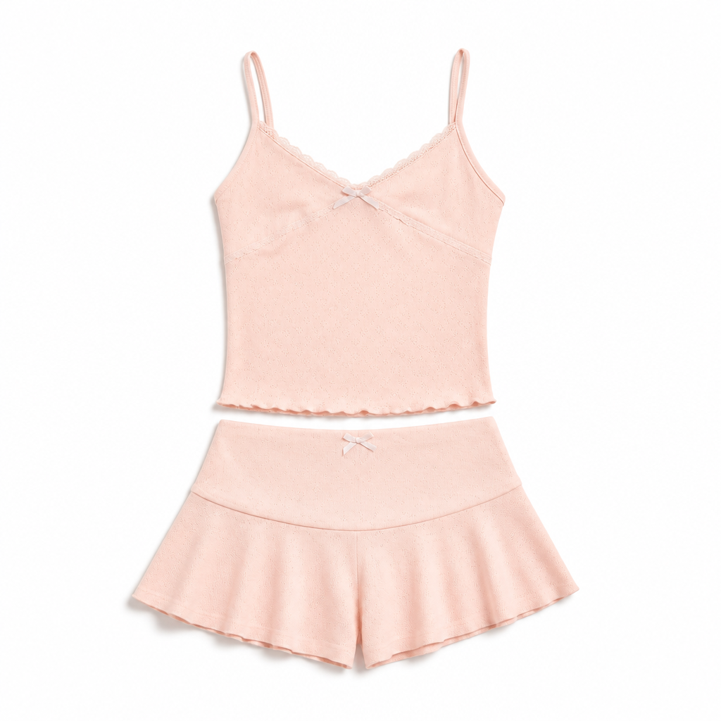 Mingstreet ASC launch still-life | BEERBRO | Heart Pointelle Tee Skirt Set | Pink | generated_extra_ready_product_colorway