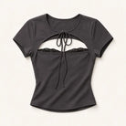 Mingstreet ASC launch still-life | BEERBRO | Lace Trim Cutout Baby Tee | Gray | ready_now_existing_asset