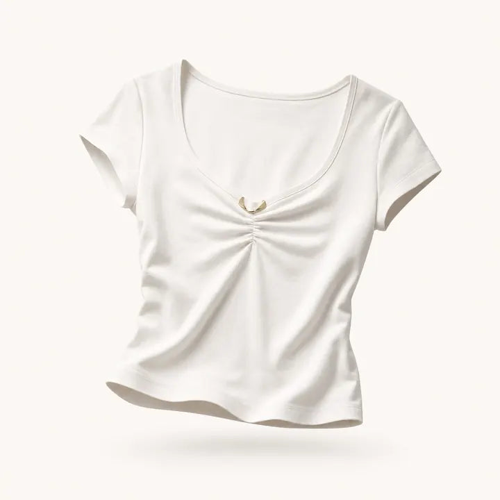 Mingstreet ASC launch still-life | BEERBRO | Twist Front Ruched Tee | White | ready_now_existing_asset