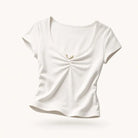 Mingstreet ASC launch still-life | BEERBRO | Twist Front Ruched Tee | White | ready_now_existing_asset