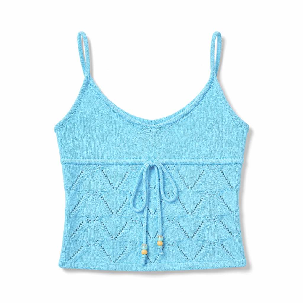 Mingstreet ASC launch still-life | BEERBRO | Hand Twisted Rope Knit Camisole | Sky Blue | generated_extra_ready_product_colorway