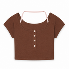 Mingstreet ASC launch still-life | BEERBRO | Faux Layered Knit Henley Crop Top | Brown | generated_extra_ready_product_colorway