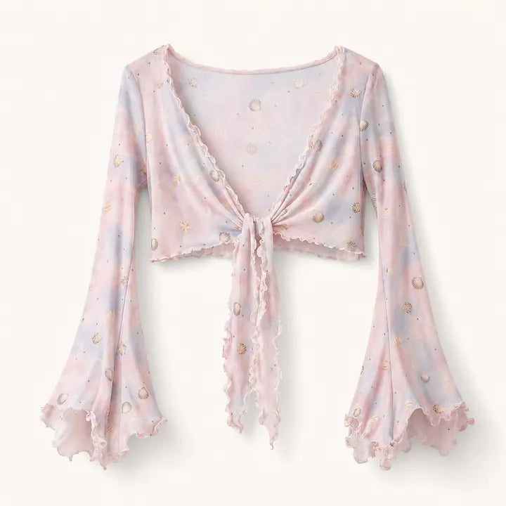 Mingstreet ASC launch still-life | BEERBRO | Shell Print Mesh Tie Front Top | Pink | ready_now_existing_asset