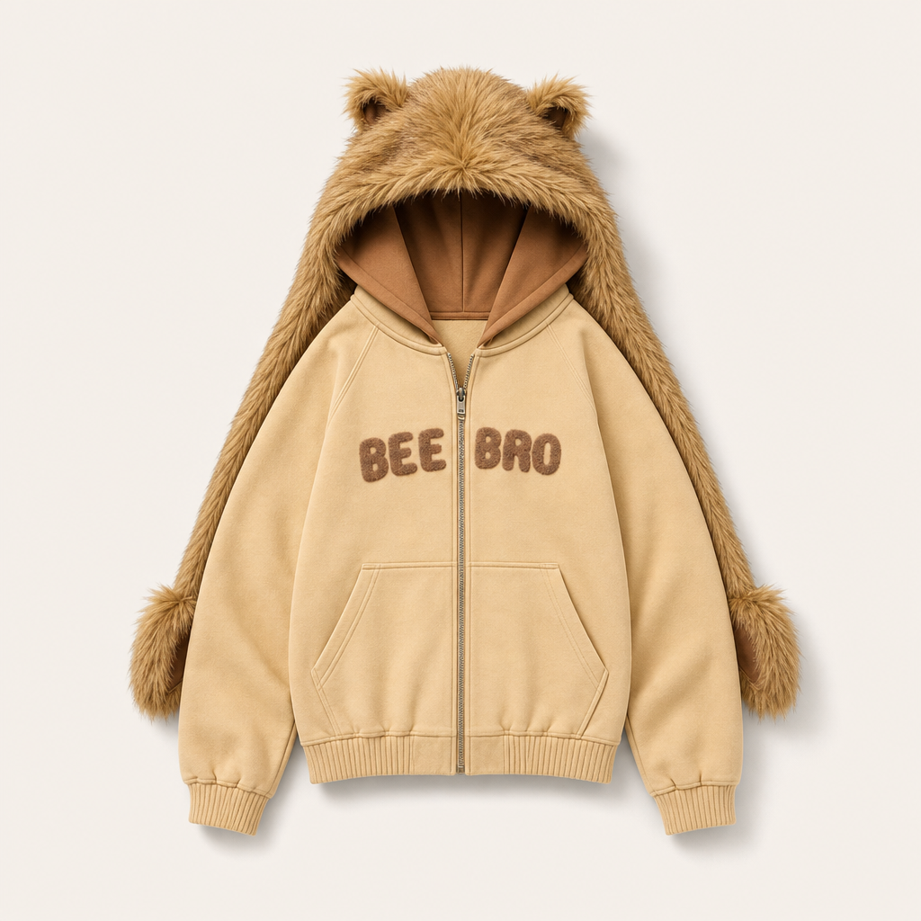 Mingstreet ASC launch still-life | BEERBRO | Washed Fleece Zip Up Hoodie | Khaki | ready_now_uncrumpled_replacement