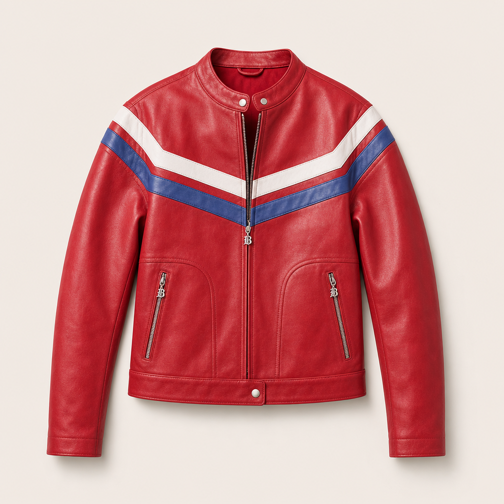 Mingstreet ASC launch still-life | BEERBRO | Contrast Stripe Leather Jacket | Red | ready_now_uncrumpled_replacement