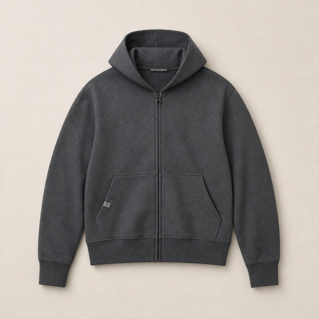 Mingstreet ASC launch still-life | FaxCopyExpress | Soft Cotton Blend Zip Up Hoodie | Gray | ready_now_uncrumpled_replacement