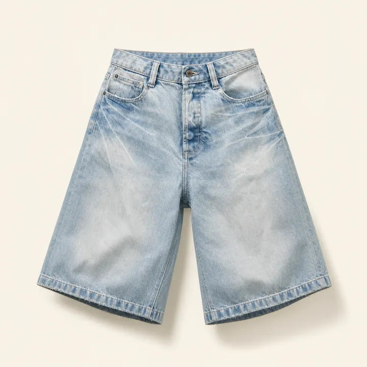 Mingstreet ASC launch still-life | FaxCopyExpress | Washed Gardener Denim Shorts | Blue | ready_now_existing_asset