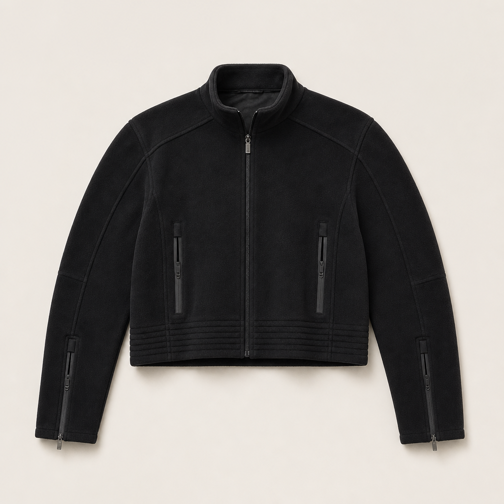Mingstreet ASC launch still-life | FaxCopyExpress | Detachable Pad Cropped Fleece Jacket | Black | ready_now_uncrumpled_replacement