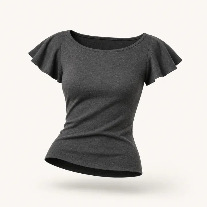 Mingstreet ASC launch still-life | FaxCopyExpress | Flutter Sleeve Open Back Top | Gray | ready_now_existing_asset