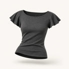 Mingstreet ASC launch still-life | FaxCopyExpress | Flutter Sleeve Open Back Top | Gray | ready_now_existing_asset