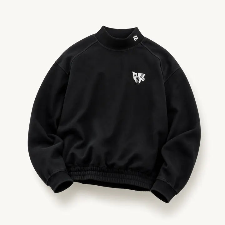 Mingstreet ASC launch still-life | SOD | Embroidered Mock Neck Top | Black | ready_now_existing_asset