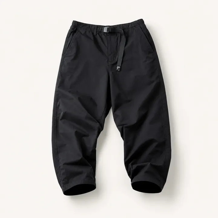 Mingstreet ASC launch still-life | SOD | Belted Cotton Nylon Tapered Pants | Black | ready_now_existing_asset