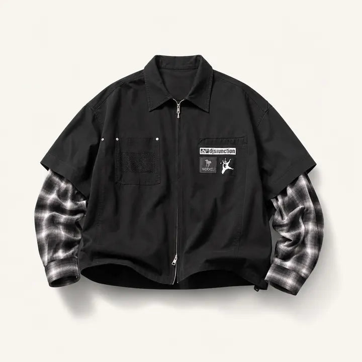 Mingstreet ASC launch still-life | SOD | Layered Sleeve Zip Up Shirt Jacket | Black | ready_now_existing_asset