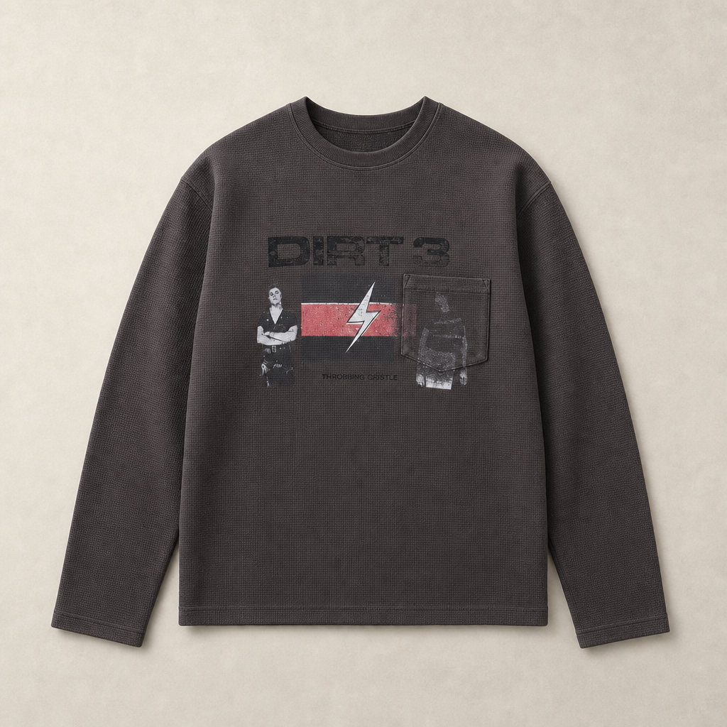 Mingstreet ASC launch still-life | UNKNOWNWORLD | Throbbing Gristle Waffle Sweatshirt | Dark Gray | ready_now_uncrumpled_replacement