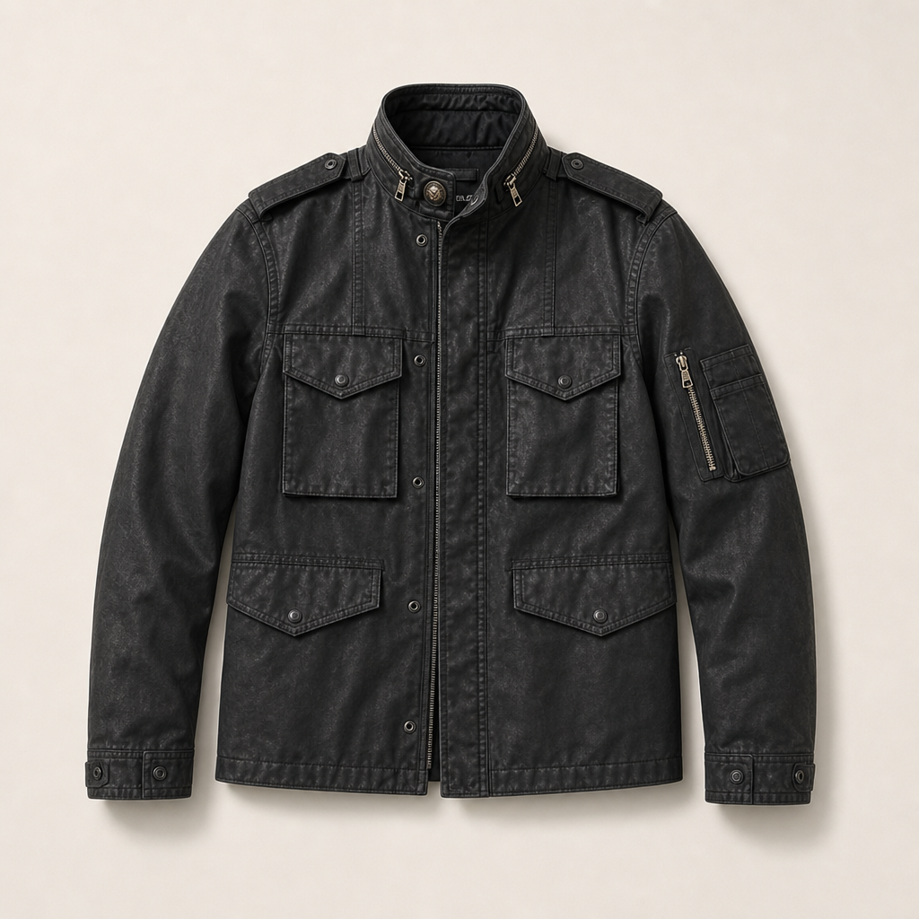 Mingstreet ASC launch still-life | UNKNOWNWORLD | Waxed Deconstructed M65 Jacket | Black | ready_now_uncrumpled_replacement