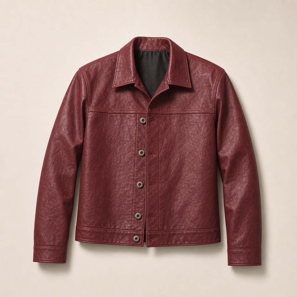 Mingstreet ASC launch still-life | UNKNOWNWORLD | Distressed Scarlet Leather Jacket | Red | ready_now_uncrumpled_replacement