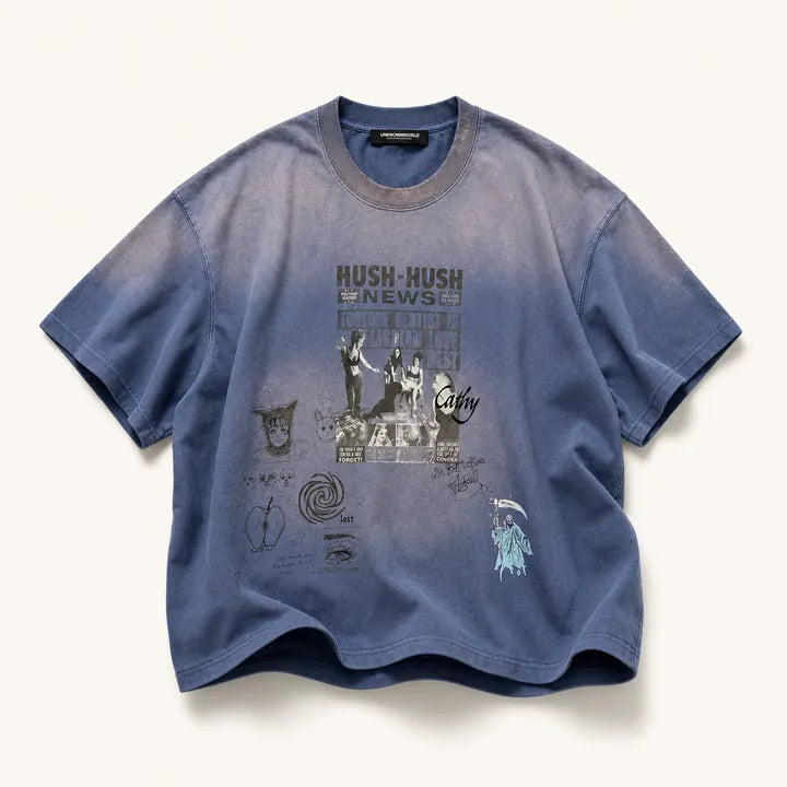 Mingstreet ASC launch still-life | UNKNOWNWORLD | Sun Faded Distressed Graphic T Shirt | Navy | ready_now_existing_asset