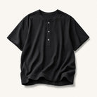 Mingstreet ASC launch still-life | UNKNOWNWORLD | Distressed Cotton Henley T Shirt | Black | ready_now_existing_asset