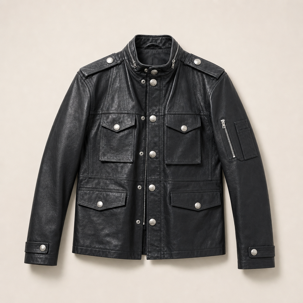 Mingstreet ASC launch still-life | UNKNOWNWORLD | Multi Pocket Horsehide Safari Jacket | Black | ready_now_uncrumpled_replacement