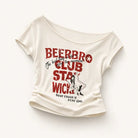 Mingstreet ASC launch still-life | BEERBRO | Off Shoulder Graphic Crop Top | White | ready_now_existing_asset