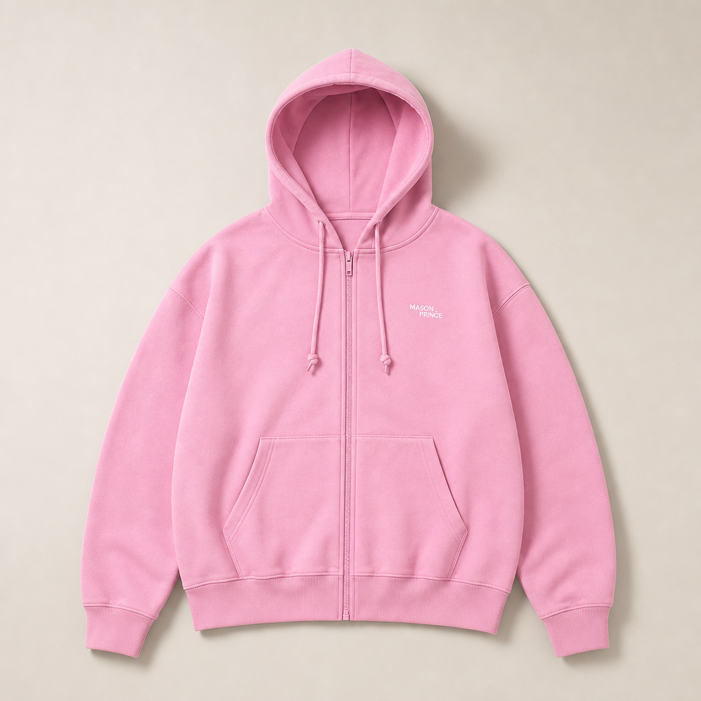Mingstreet ASC launch still-life | MASONPRINCE | Cotton Blend Zip Up Hoodie | Pink | ready_now_uncrumpled_replacement