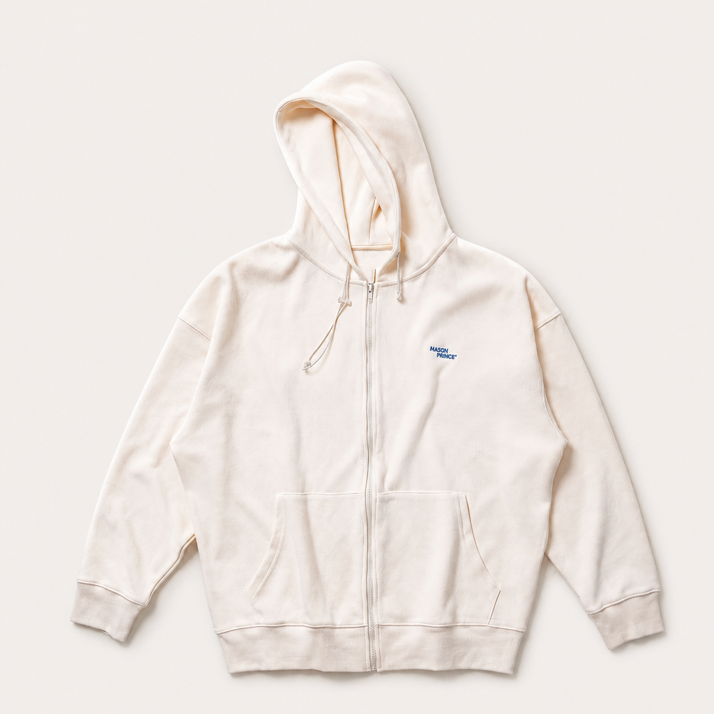 Mingstreet ASC launch still-life | MASONPRINCE | Cotton Blend Zip Up Hoodie | White | generated_extra_ready_product_colorway