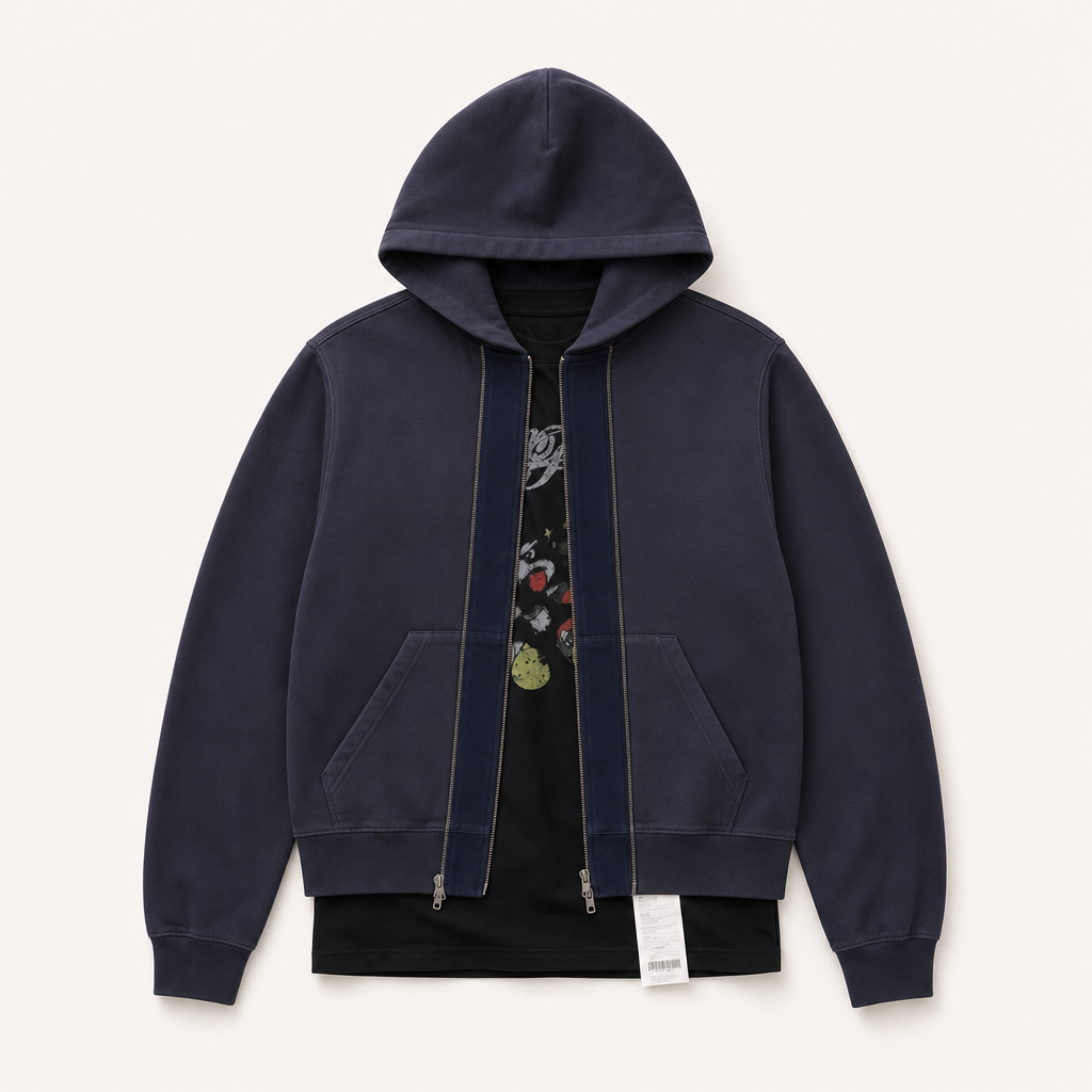 Mingstreet ASC launch still-life | MASONPRINCE | Faux Layered Zip Up Hoodie | Navy | ready_now_uncrumpled_replacement