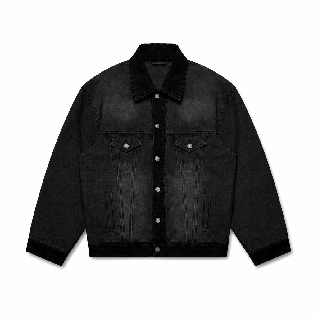 Mingstreet ASC launch still-life | MASONPRINCE | Reverse Detail Washed Denim Jacket | Black | generated_extra_ready_product_colorway