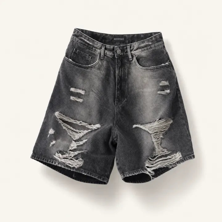 Mingstreet ASC launch still-life | MASONPRINCE | Washed Distressed Denim Shorts | Gray | ready_now_existing_asset