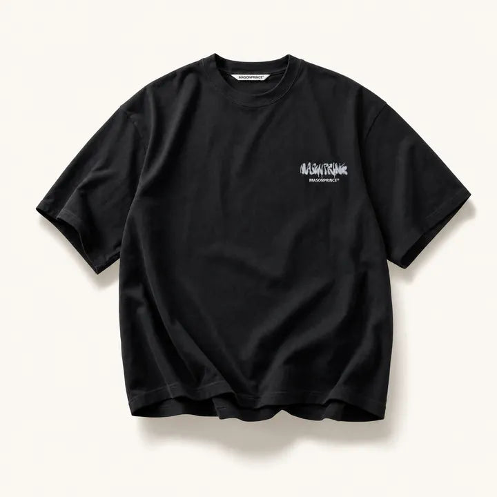 Mingstreet ASC launch still-life | MASONPRINCE | Graffiti Logo Cotton T Shirt | Black | ready_now_existing_asset
