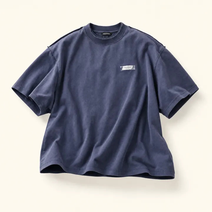 Mingstreet ASC launch still-life | MASONPRINCE | Exposed Seam Tape Print T Shirt | Navy Blue | ready_now_existing_asset