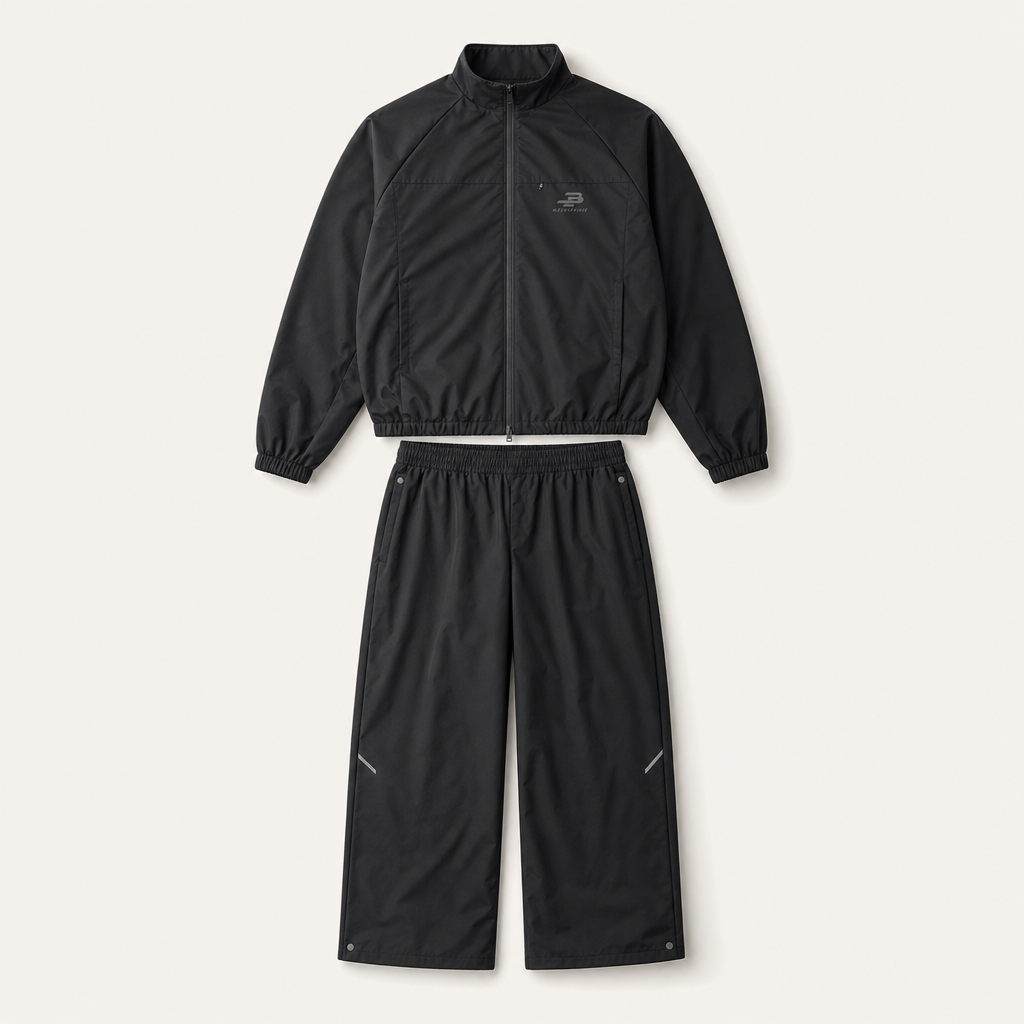 Mingstreet ASC launch still-life | MASONPRINCE | Stand Collar Windbreaker Pants Set | Black | ready_now_uncrumpled_replacement