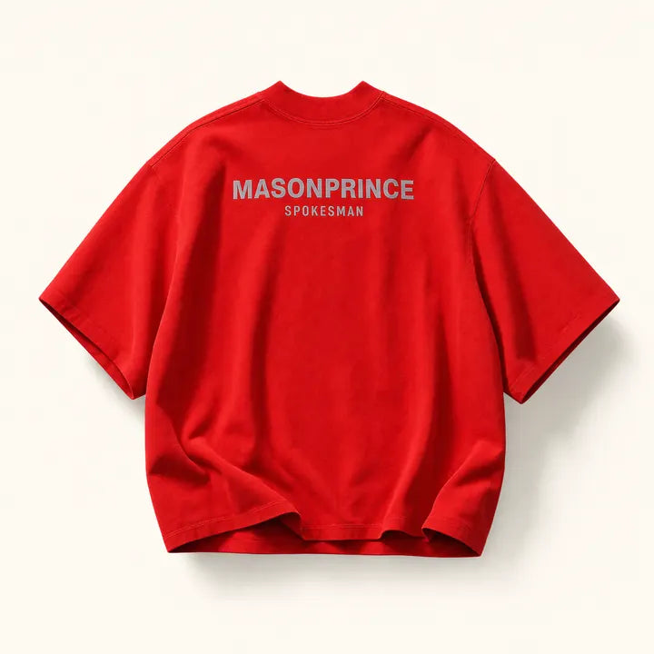 Mingstreet ASC launch still-life | MASONPRINCE | Reflective Heavyweight Cotton T Shirt | Red | ready_now_existing_asset