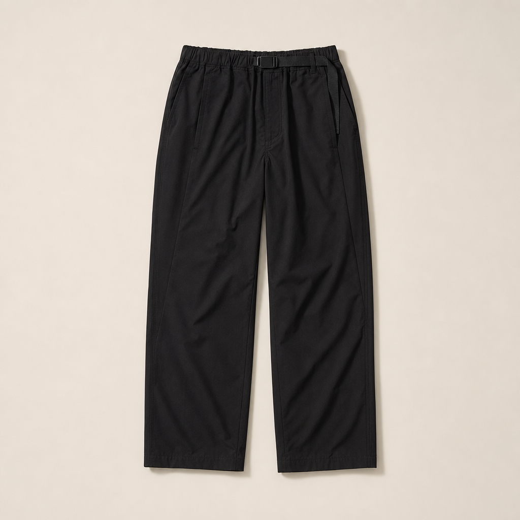 Mingstreet ASC launch still-life | SIMPLE PROJECT | Quick Release Belt Straight Leg Trousers | Black | generated_missing_still_life_expansion