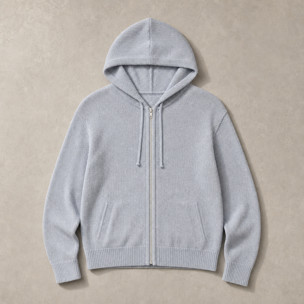 Mingstreet ASC launch still-life | SIMPLE PROJECT | Washi Paper Yarn Zip Up Hoodie | Sky Blue | generated_missing_still_life_expansion