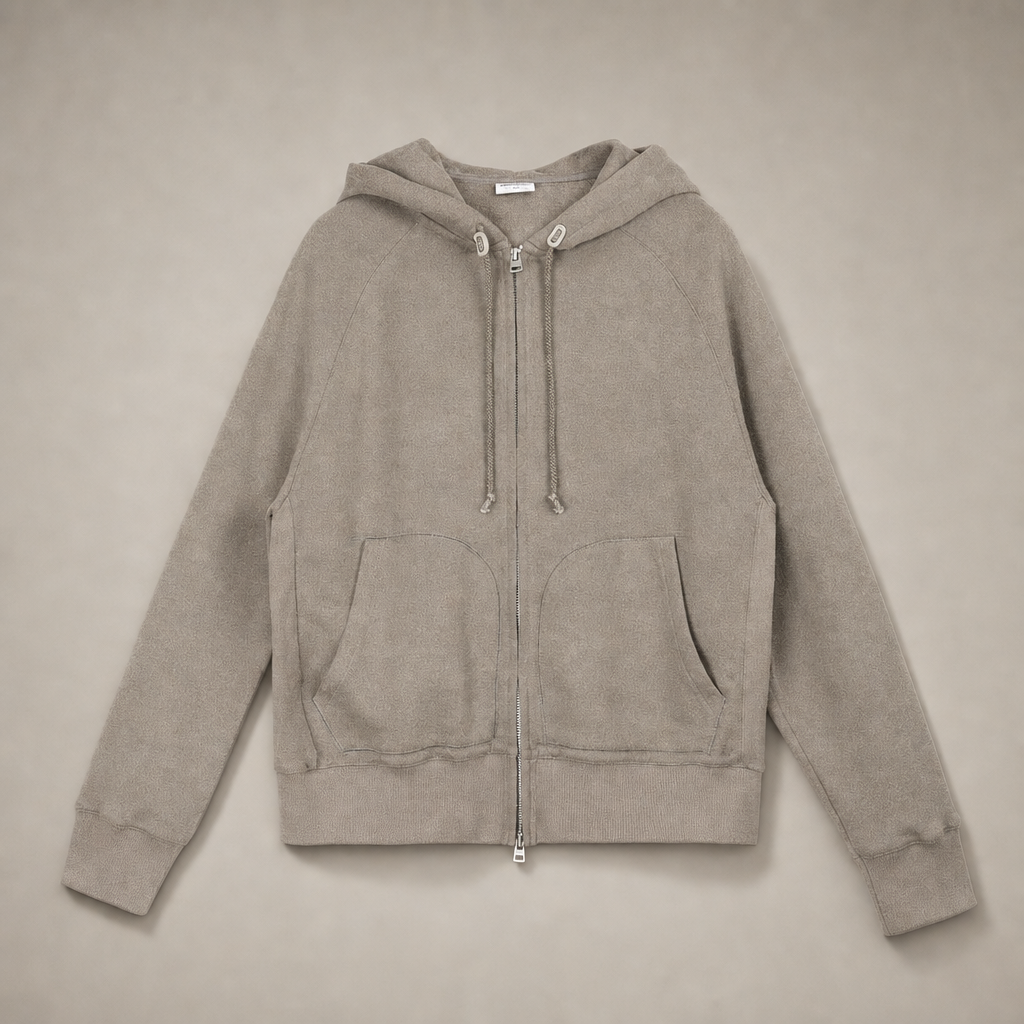 Mingstreet ASC launch still-life | SIMPLE PROJECT | Cotton Blend Zip Up Hoodie | Beige | generated_missing_still_life_expansion