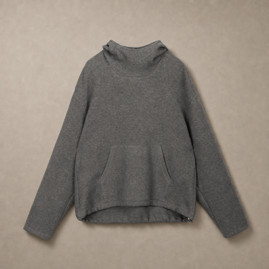 Mingstreet ASC launch still-life | SIMPLE PROJECT | High Neck Fleece Blend Hoodie | Gray | generated_missing_still_life_expansion