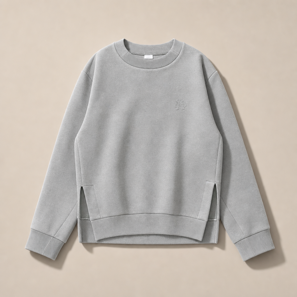 Mingstreet ASC launch still-life | SIMPLE PROJECT | Spacer Fabric Slit Hem Sweatshirt | Gray | generated_missing_still_life_expansion