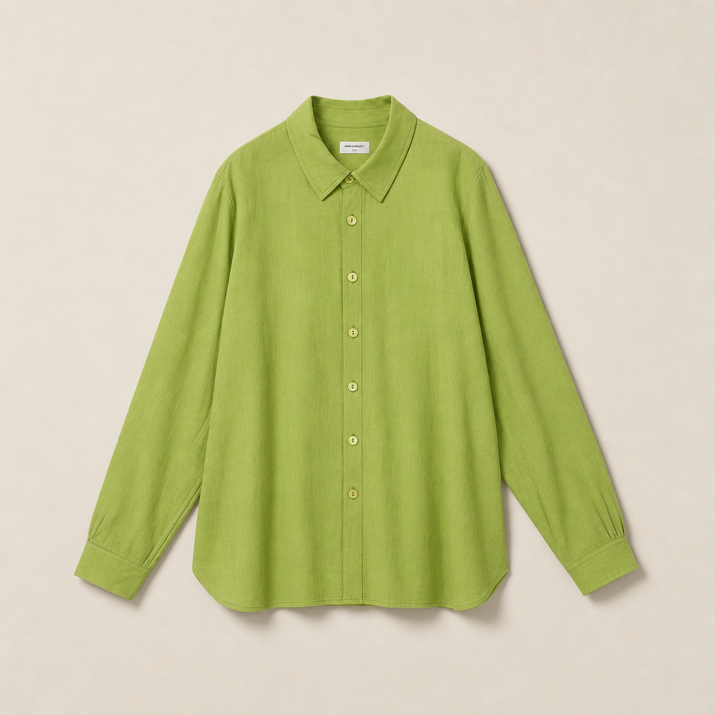 Mingstreet ASC launch still-life | SIMPLE PROJECT | Washed Lyocell Long Sleeve Shirt | Green | generated_missing_still_life_expansion