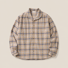 Mingstreet ASC launch still-life | SIMPLE PROJECT | Shawl Collar Crinkled Plaid Shirt | Khaki | generated_missing_still_life_expansion