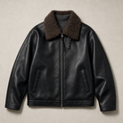 Mingstreet ASC launch still-life | SIMPLE PROJECT | Faux Leather Shearling Collar Jacket | Black | generated_missing_still_life_expansion