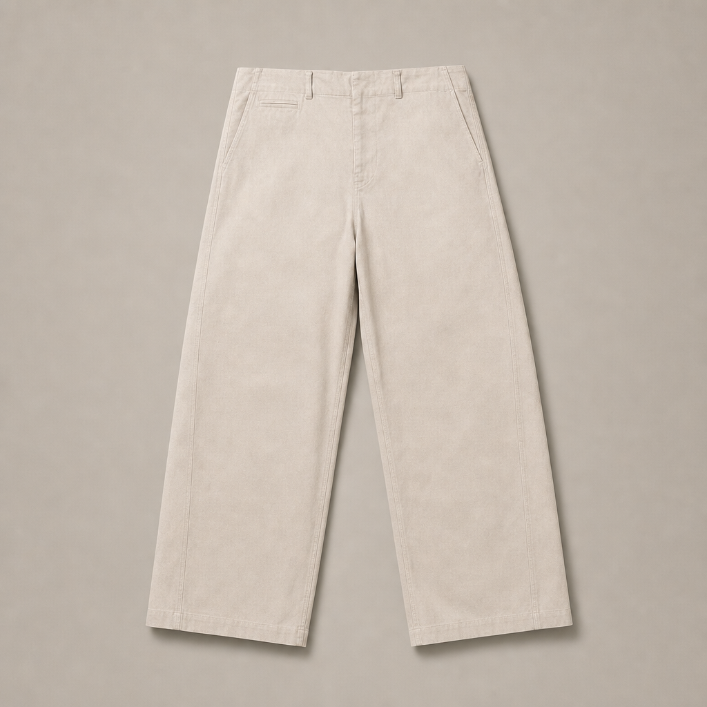 Mingstreet ASC launch still-life | SIMPLE PROJECT | Cotton Straight Leg Chino Trousers | Beige | generated_missing_still_life_expansion