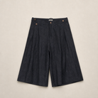 Mingstreet ASC launch still-life | SIMPLE PROJECT | Ramie Blend Selvedge Denim Cropped Shorts | Blue | generated_missing_still_life_expansion