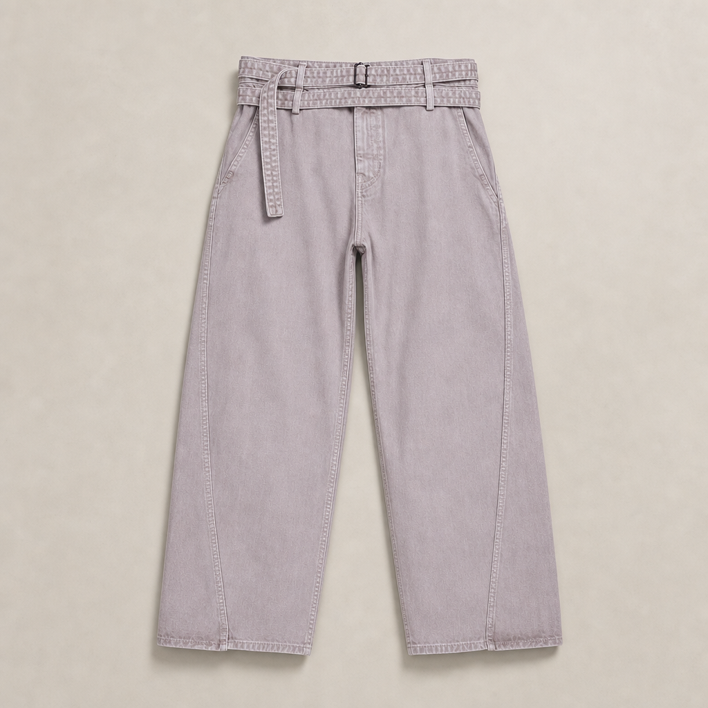 Mingstreet ASC launch still-life | SIMPLE PROJECT | Belted Garment Dyed Curved Jeans | Purple | generated_missing_still_life_expansion