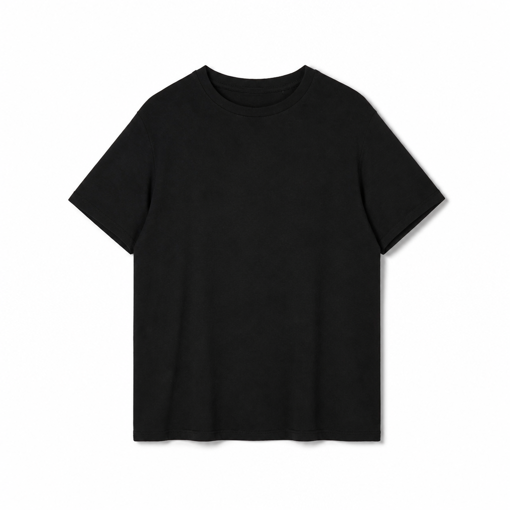 Mingstreet ASC launch still-life | SIMPLE PROJECT | Wool Blend Crewneck T Shirt | Black | generated_extra_ready_product_colorway