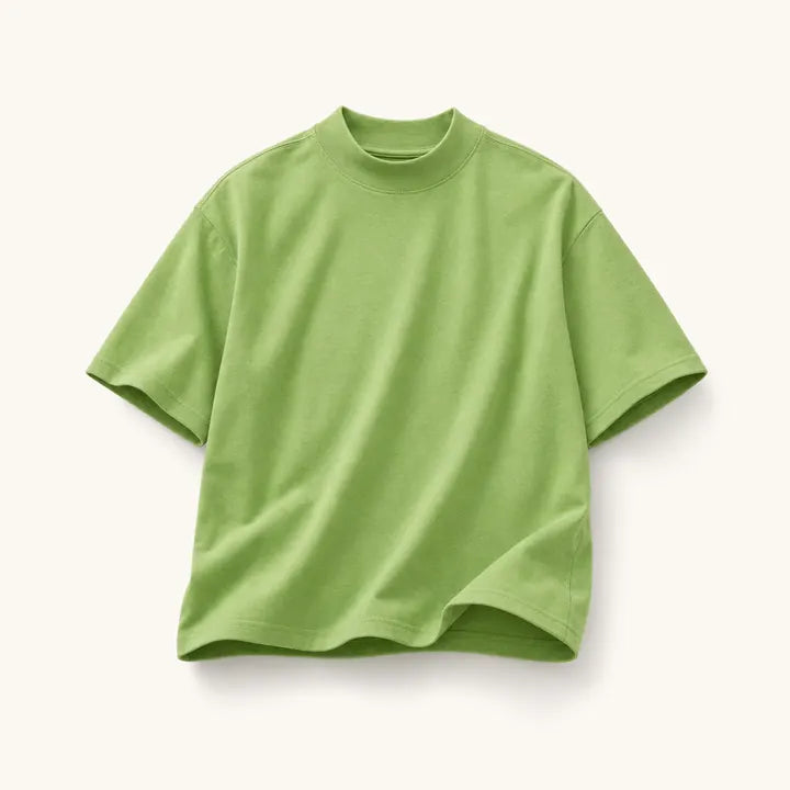 Mingstreet ASC launch still-life | SIMPLE PROJECT | Wool Blend Mock Neck T Shirt | Green | ready_now_existing_asset