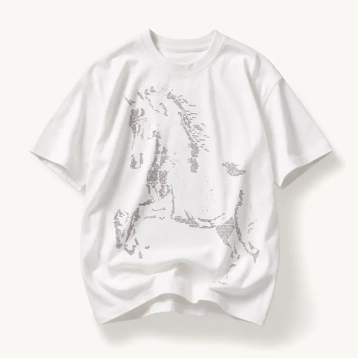 Mingstreet ASC launch still-life | SIMPLE PROJECT | Letter Horse Silhouette T Shirt | White | ready_now_existing_asset