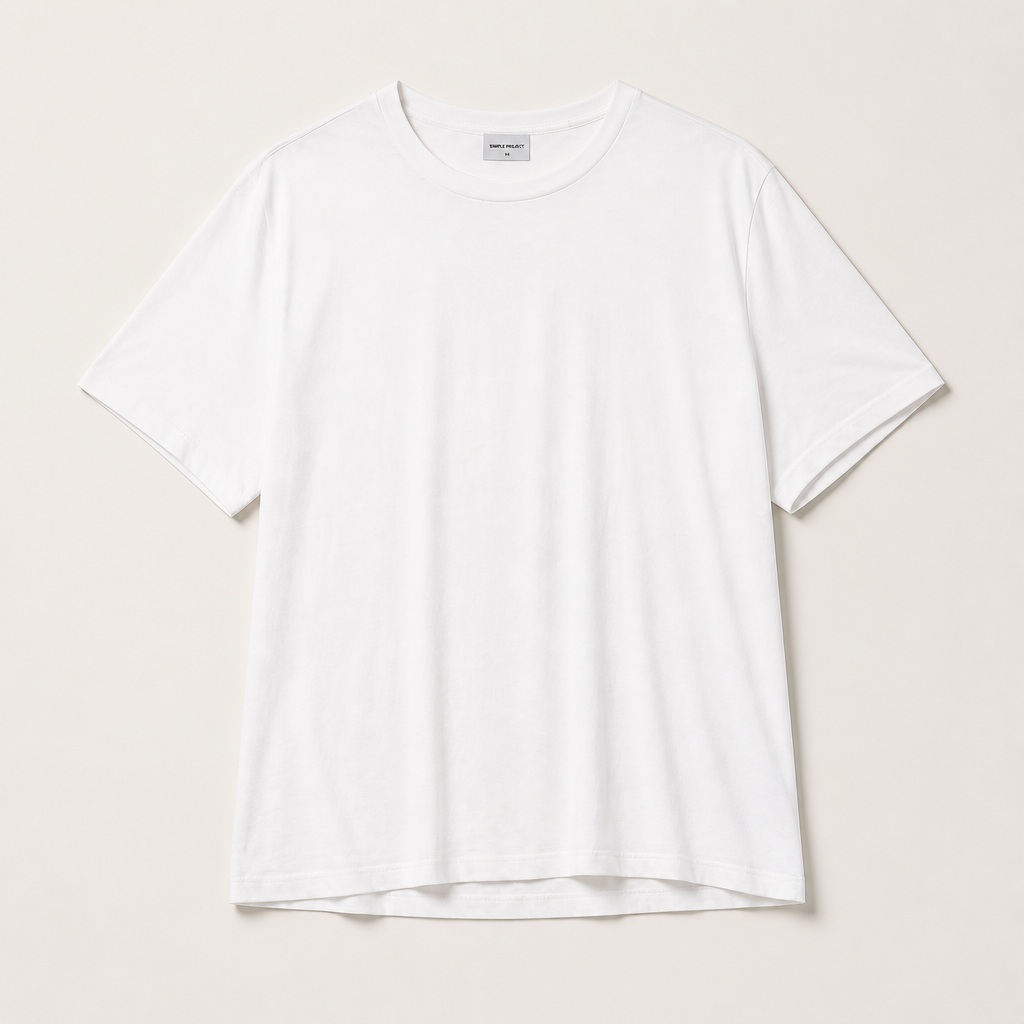 Mingstreet ASC launch still-life | SIMPLE PROJECT | Kapok Blend Crewneck T Shirt | White | generated_extra_ready_product_colorway