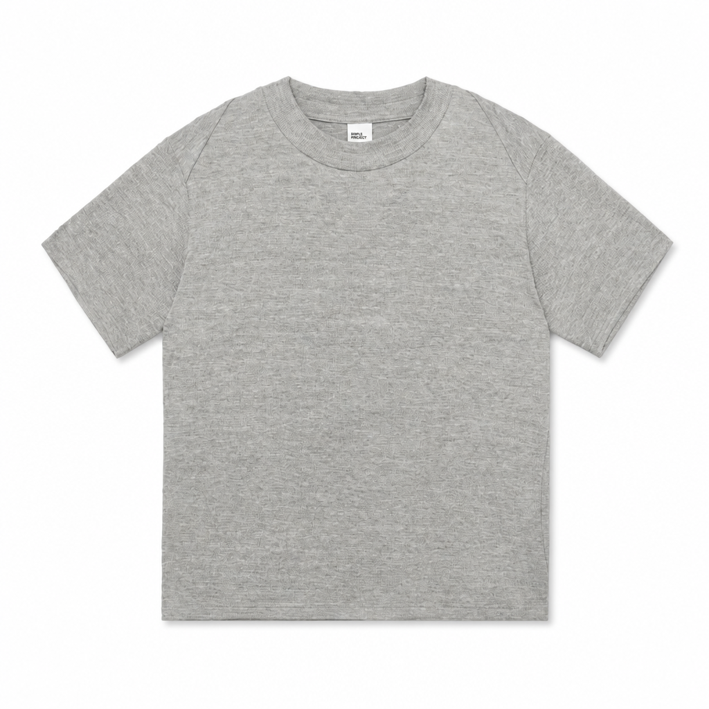 Mingstreet ASC launch still-life | SIMPLE PROJECT | Textured Diagonal Paneled T Shirt | Heather Gray | generated_extra_ready_product_colorway